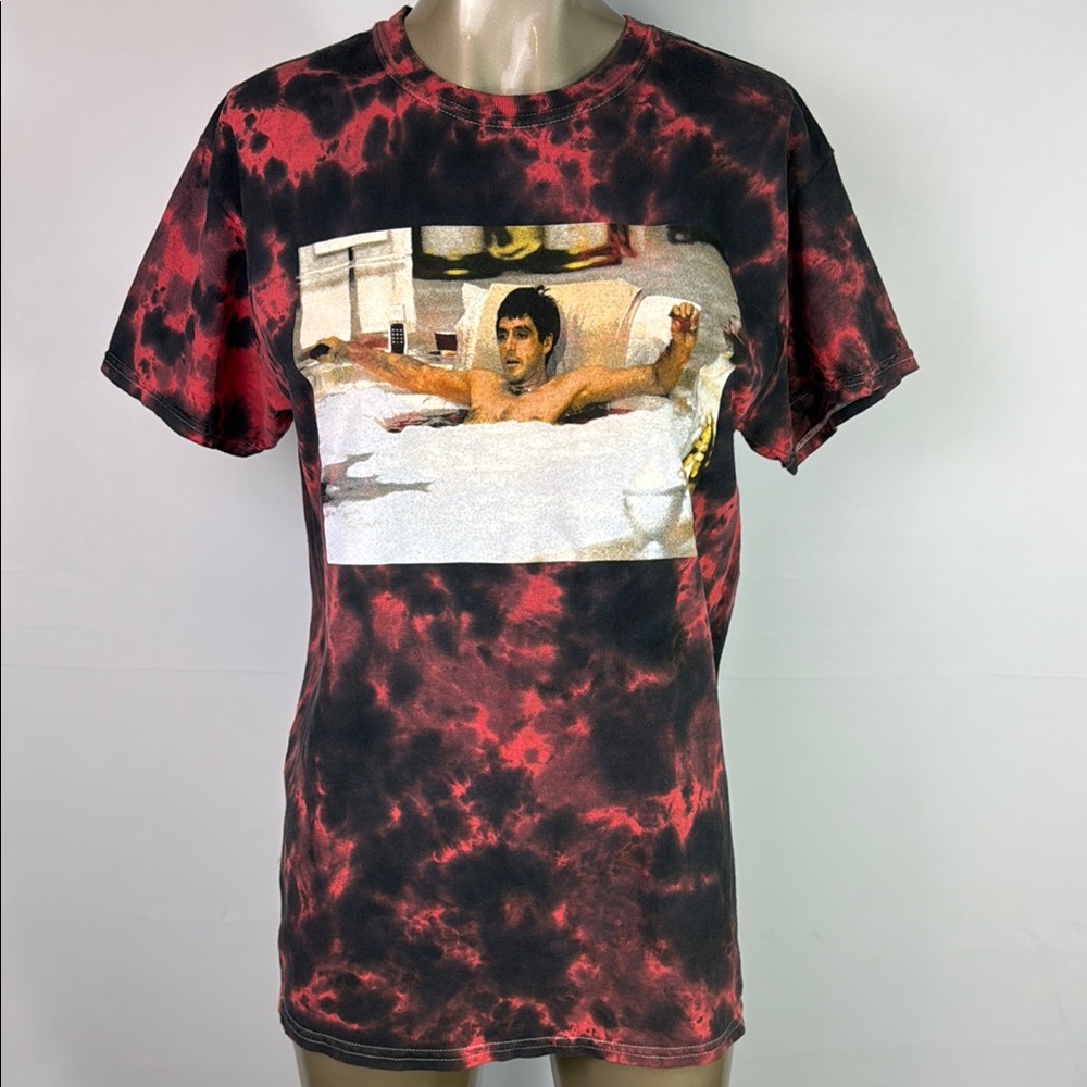 ScarFace Red and Black Tie-Dye Graphic T-Shirt